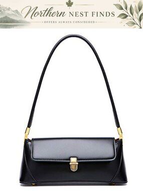 Small PU Leather Clutch Shoulder Bag with Buckle Closure